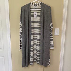 NWT J. Jill Pure Jill Grey Striped Cardigan